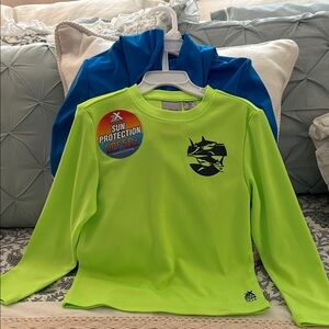 ZeroXposur Kids Swim Rashguard - Neon Green and Blue